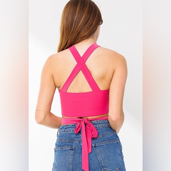 Crisscross Tie Back Crop Halter Top - Picture 3 of 4